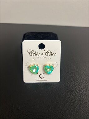 Gold Heart Aurora Stud Earrings